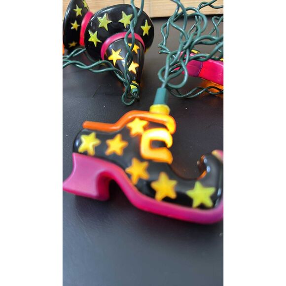 Vintage Blow Mold Witch Shoes Halloween String Lights Works - Picture 2 of 6